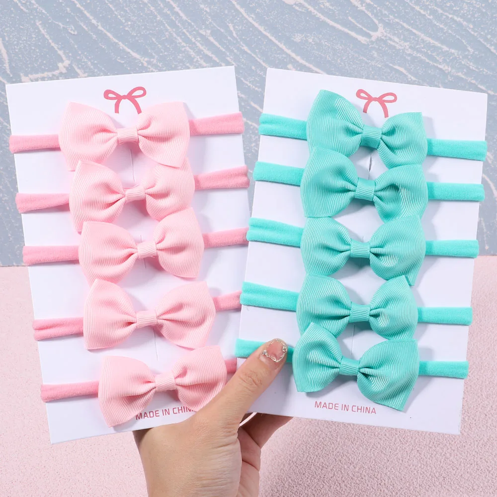 5Pcs/Set Girls Solid Color Bow - Baby Gear 评论和价格