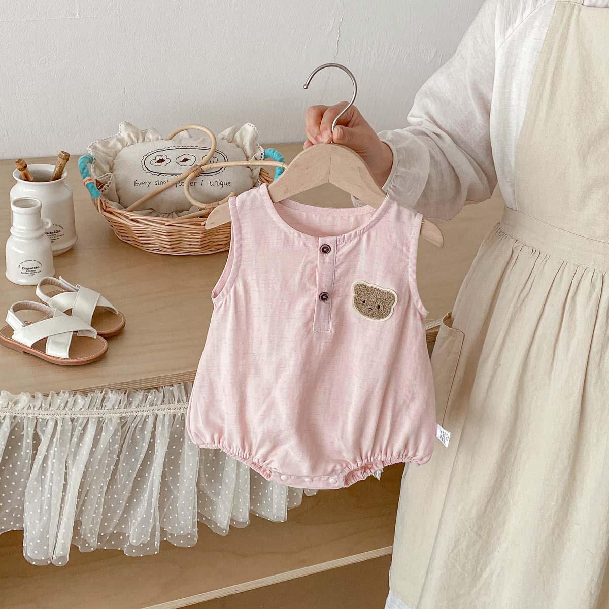 Baby Summer Bear Thin Sleevele - Baby Summer Linen Sleeveless Jumpsuit 评论和价格