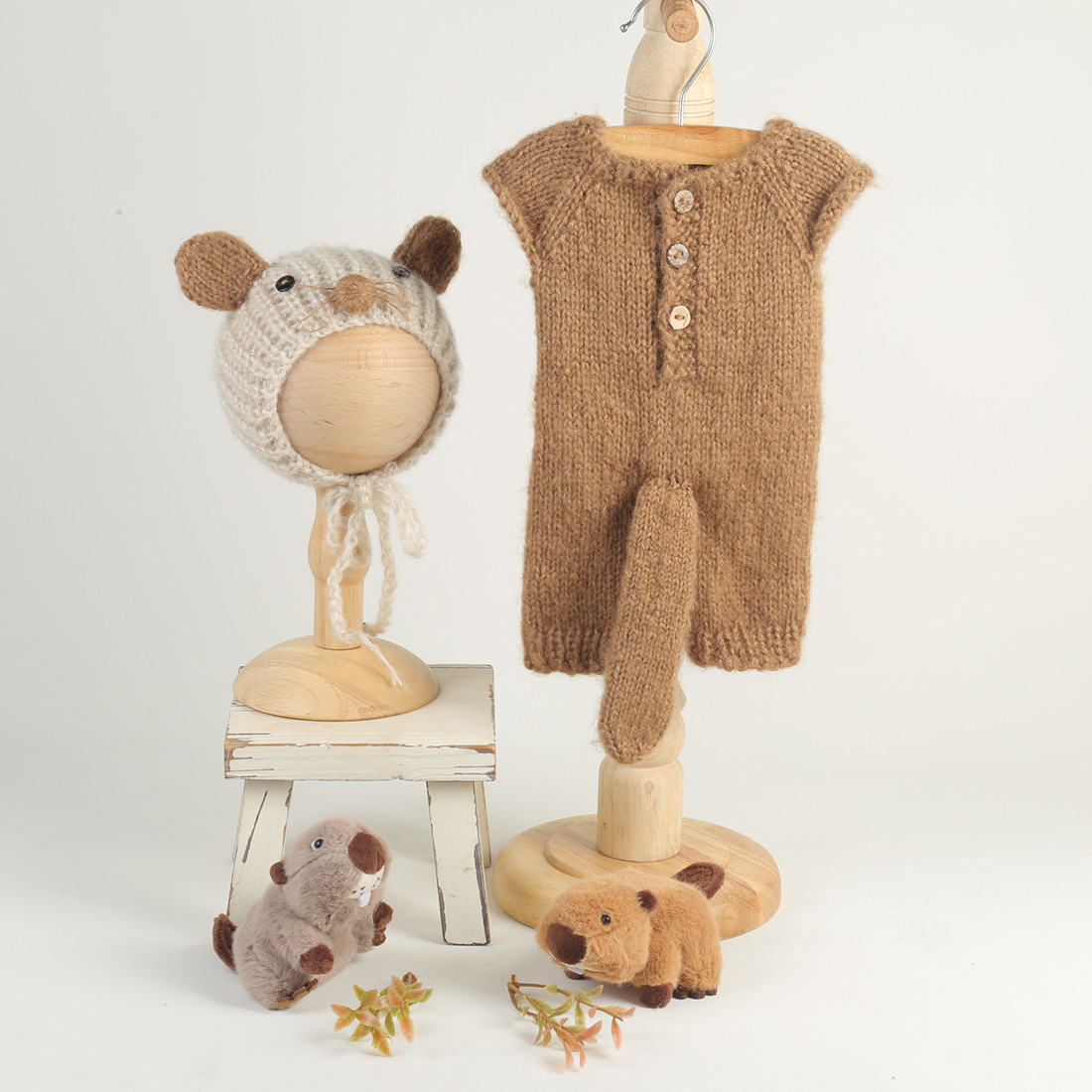 Knitted Beaver Newborn Photogr - Infant Photography Props Outfit 评论和价格
