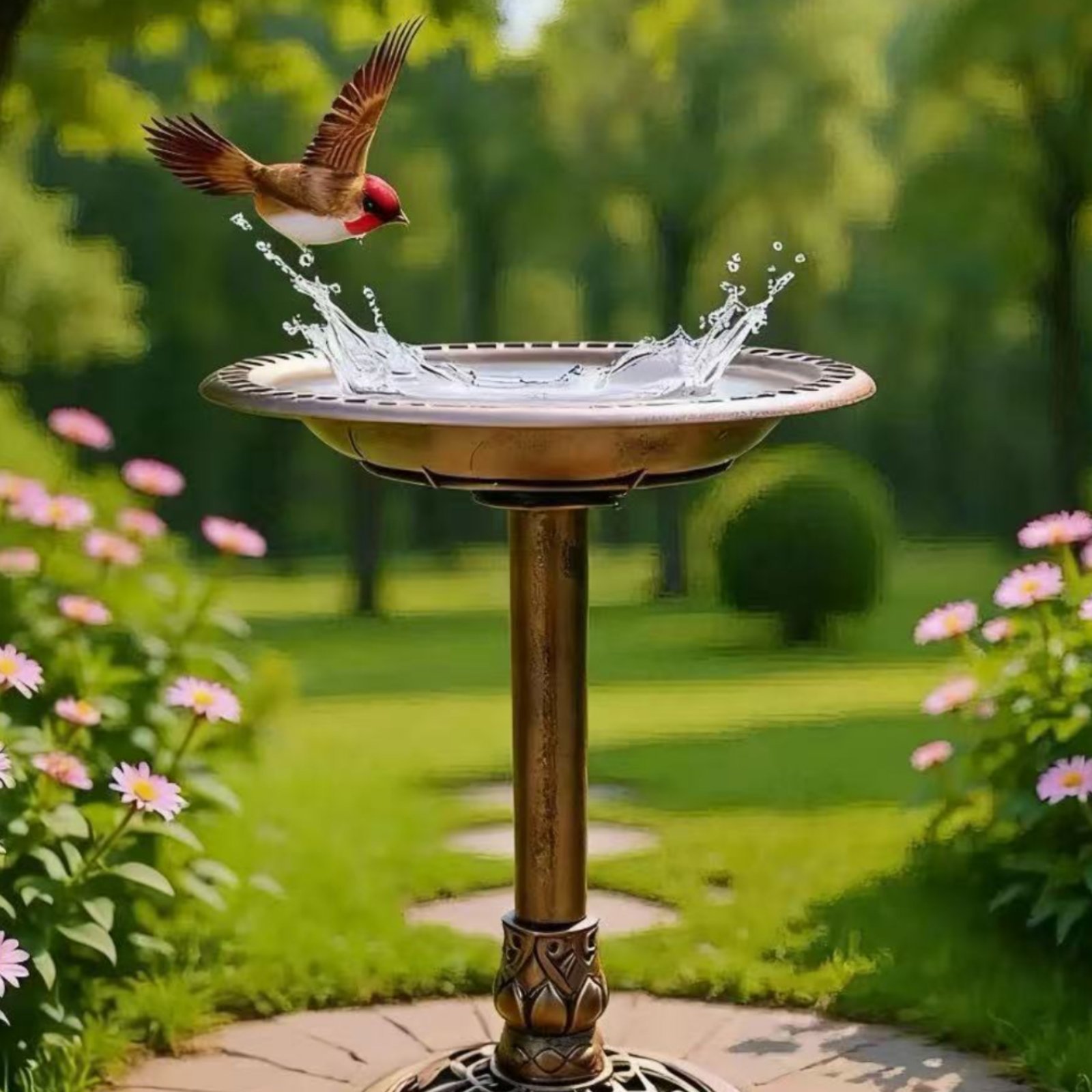 Bird Bath Bowl with Ground Sta - Feeding 评论和价格