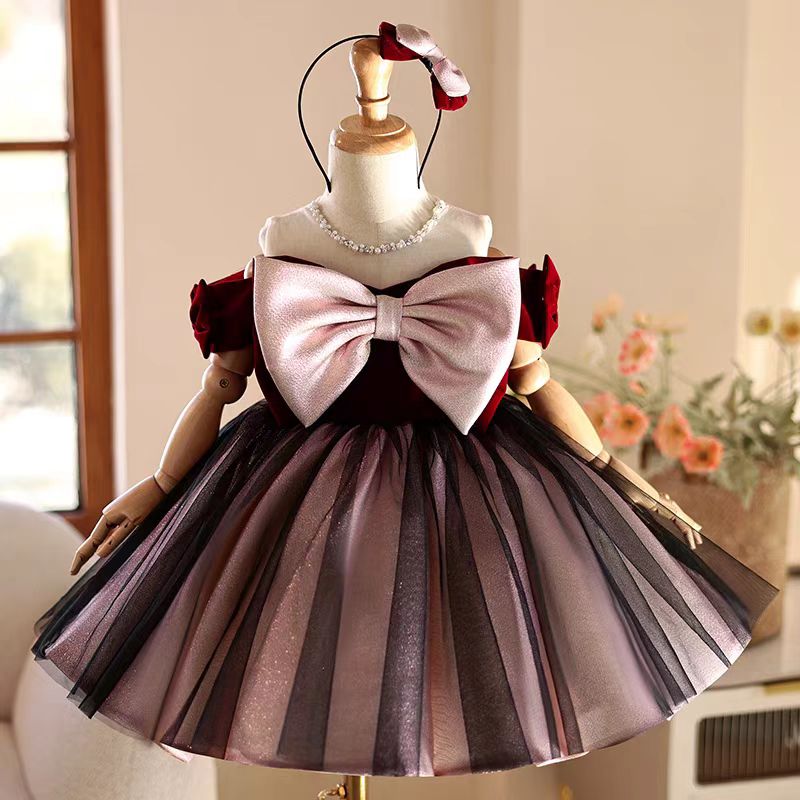 Jill Wish J464 Elegant Burgund - Toddler Girl Tulle Party Dress 评论和价格