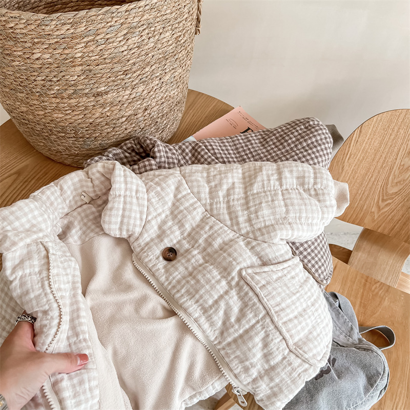 Kids Gingham Plaid Quilted Jac - Toddler Boy Winter Fleece Jacket 评论和价格
